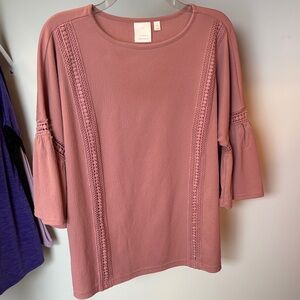 LC Lauren Conrad Mauve Blouse with Crochet Details